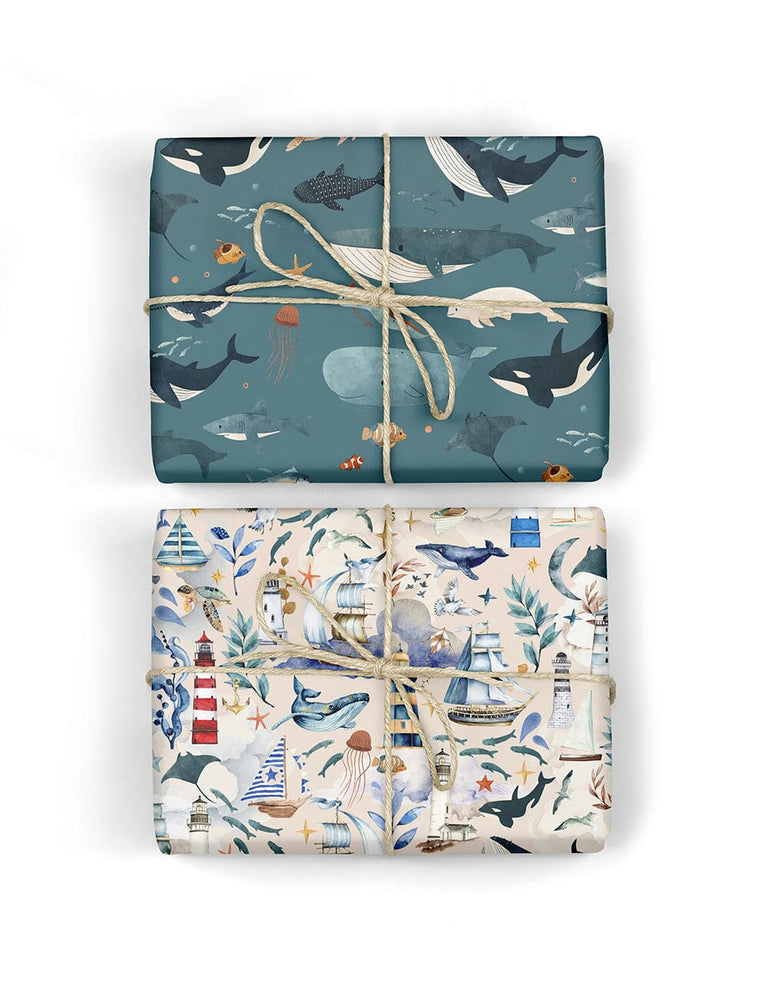 Nautical / Whales 6pk Gift Wrap