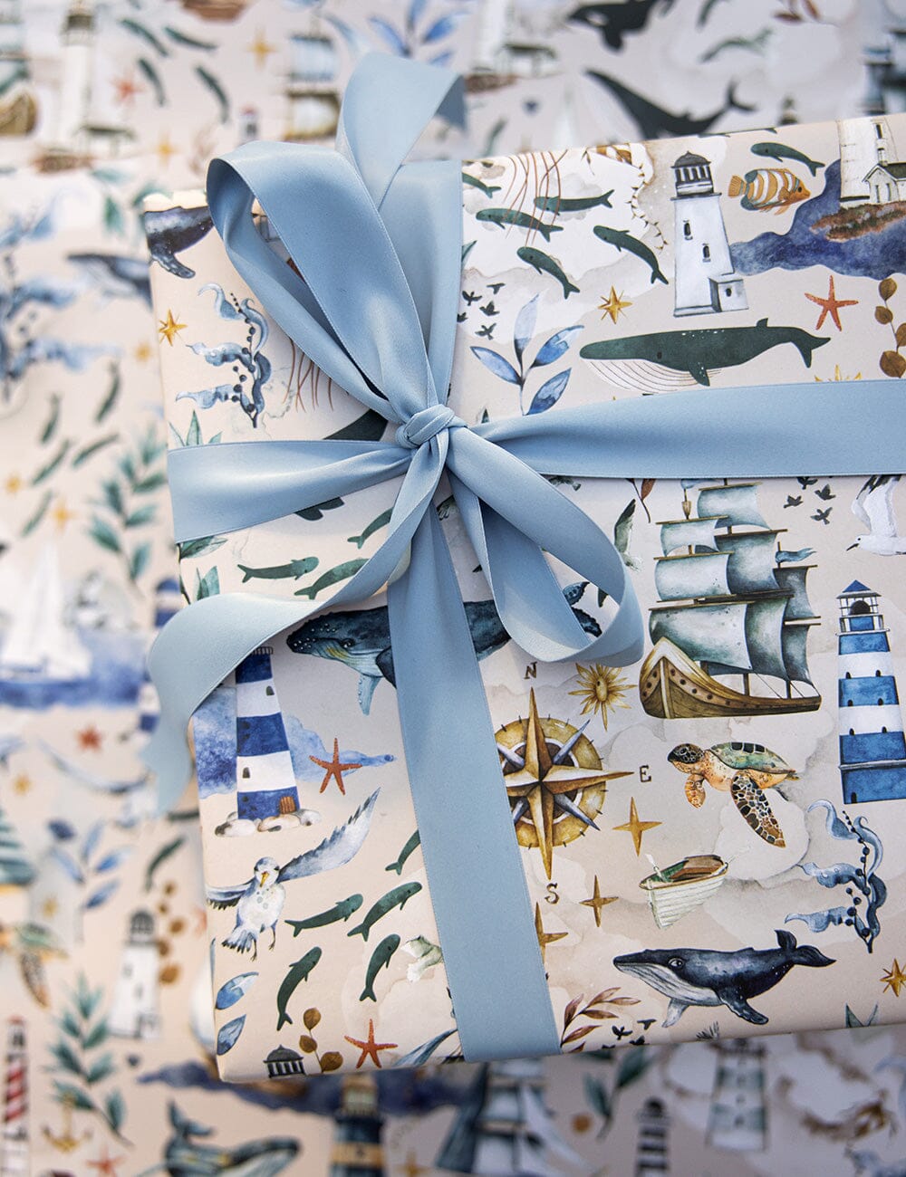 Nautical / Whales 6pk Gift Wrap