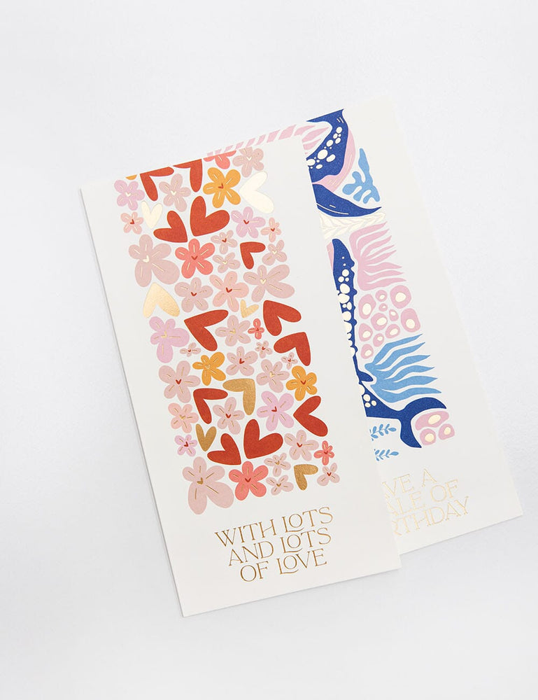 "With Lots and Lots of Love" Tall Card Greeting Cards Bespoke Letterpress 