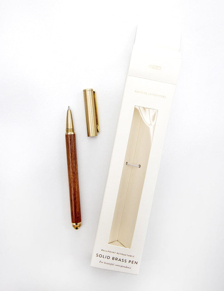 Wood Brass Pen (Boxed) Pens Bespoke Letterpress 