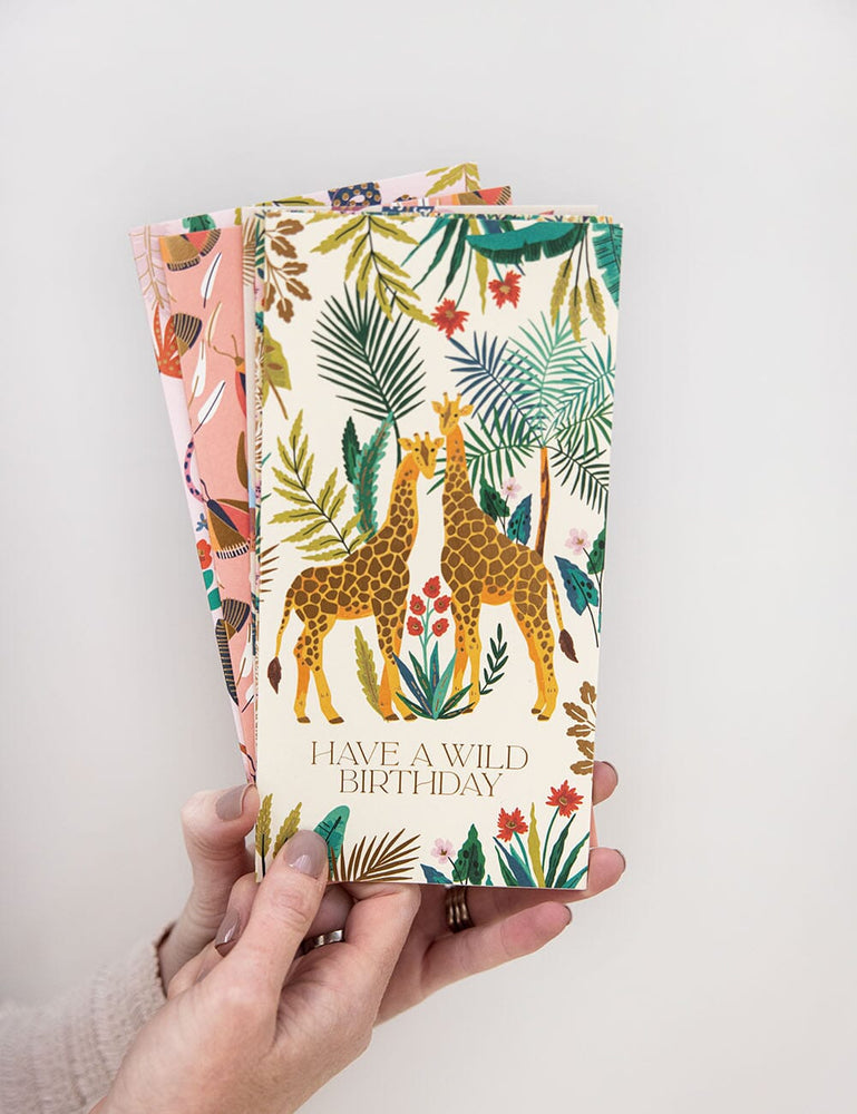 "Have a Wild Birthday Giraffe" Tall Card Greeting Cards Bespoke Letterpress 