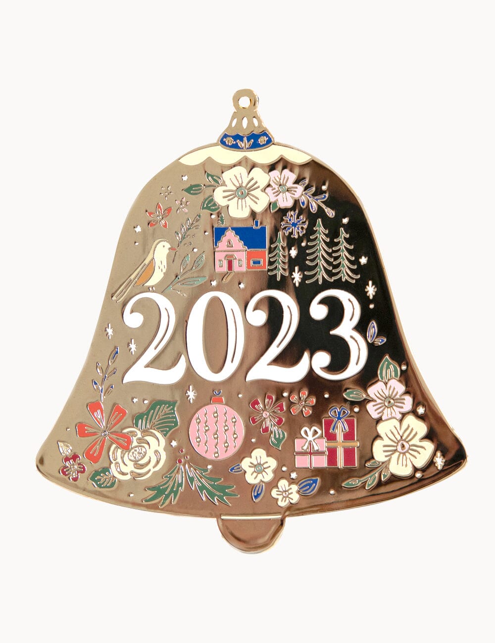 Fine Enamel Christmas Ornament - 2023 Bell Christmas Ornaments Bespoke Letterpress 