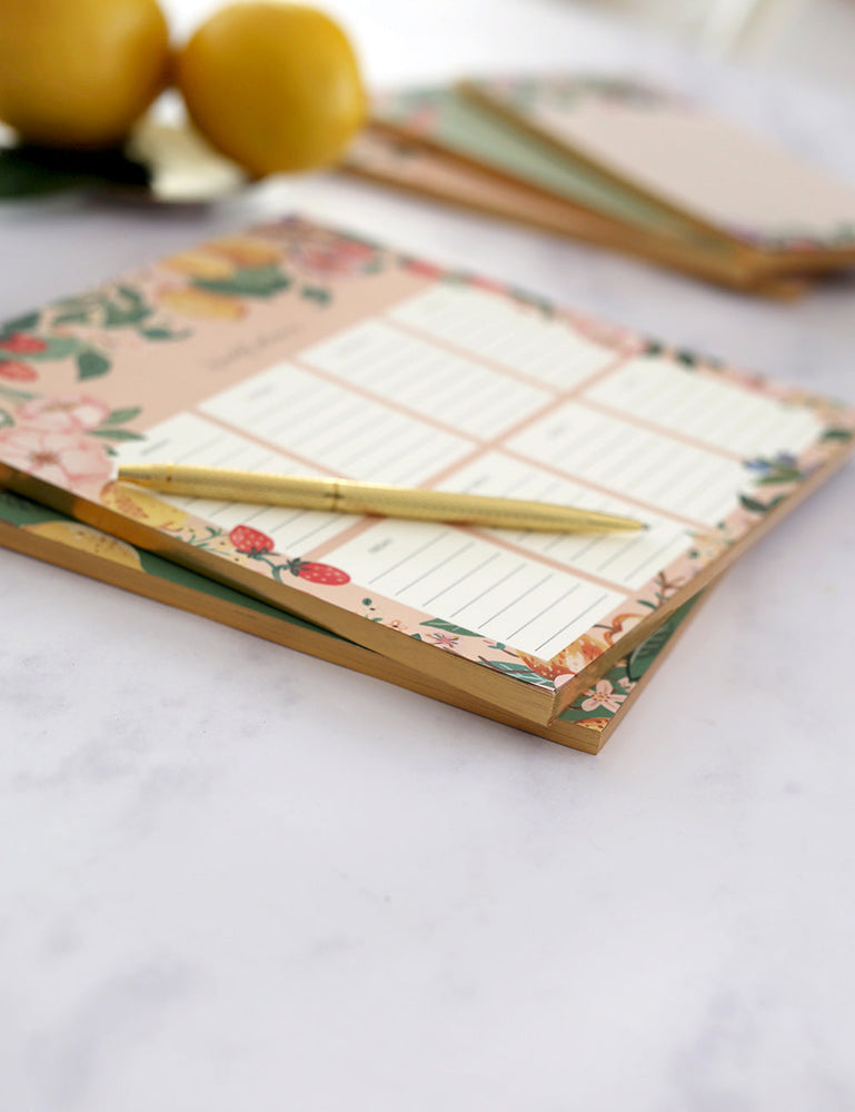 Weekly Planner Notepad Fruit Notebooks Bespoke Letterpress 