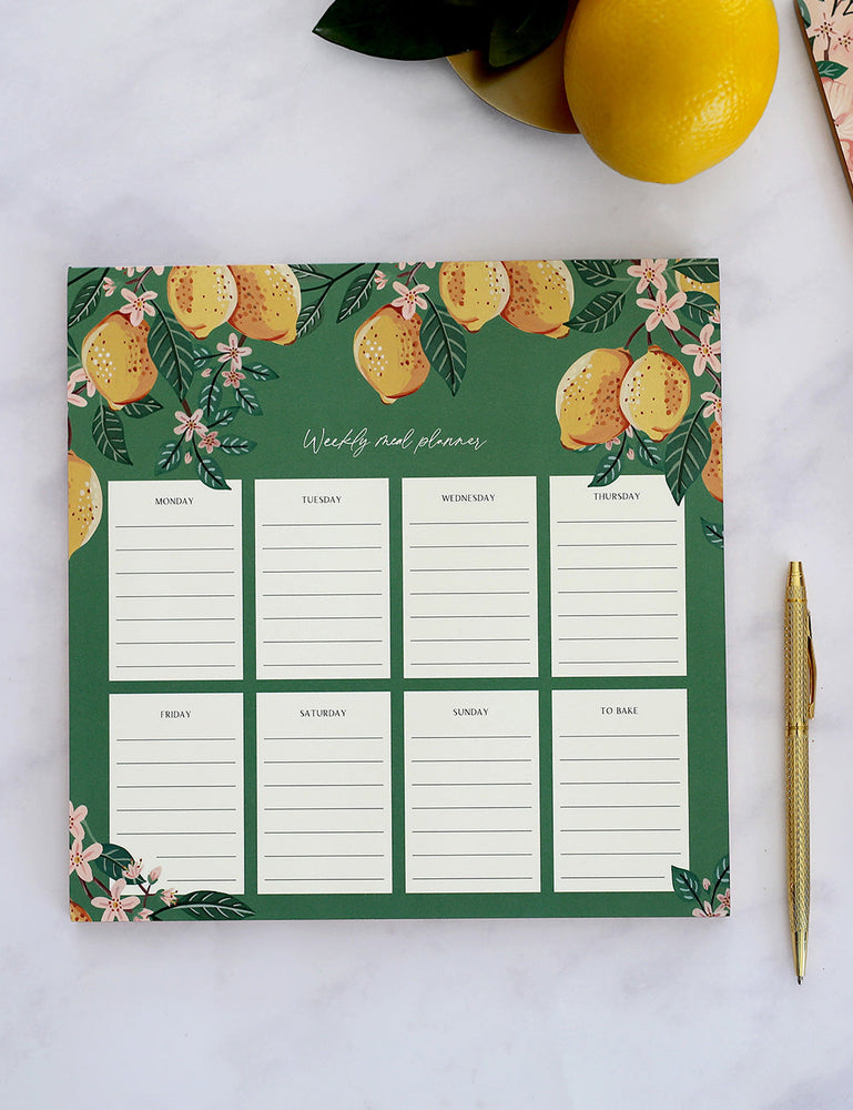 Meal Planner Notepad Lemons Notebooks Bespoke Letterpress 