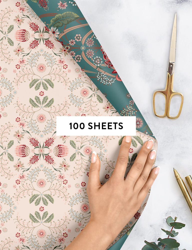 Bush Teal / Grevillea 100pk Gift Wrap Bespoke Letterpress 