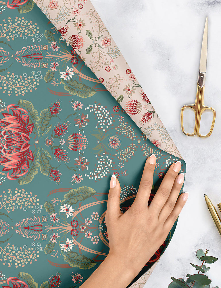 Bush Teal / Grevillea 100pk Gift Wrap Bespoke Letterpress 
