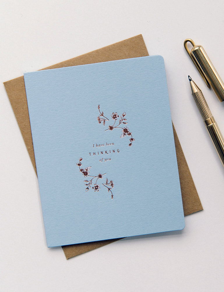 Botanical 'I have been thinking of you' Greeting Cards Bespoke Letterpress 