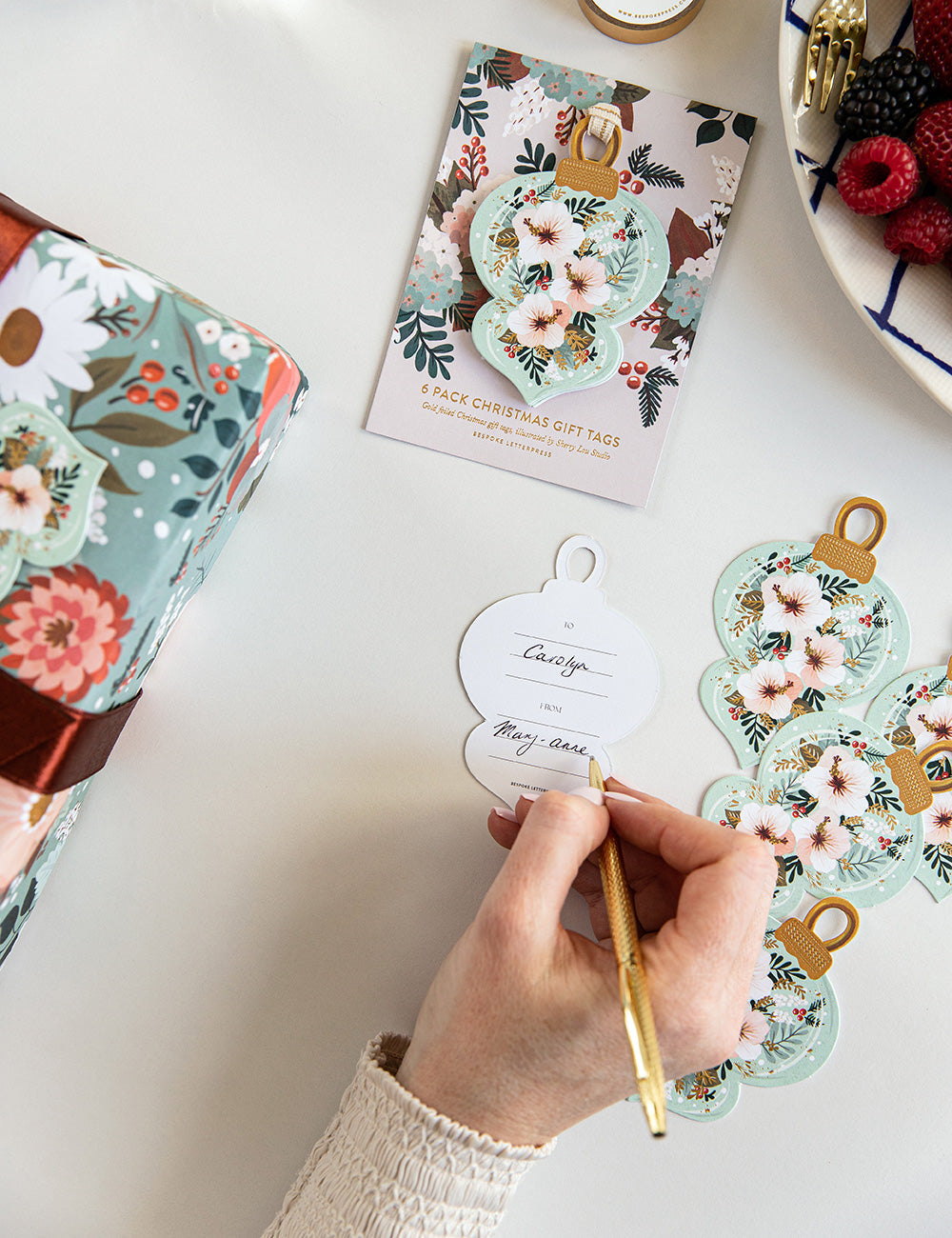 6pk Christmas Gift Tags Blue Ornament