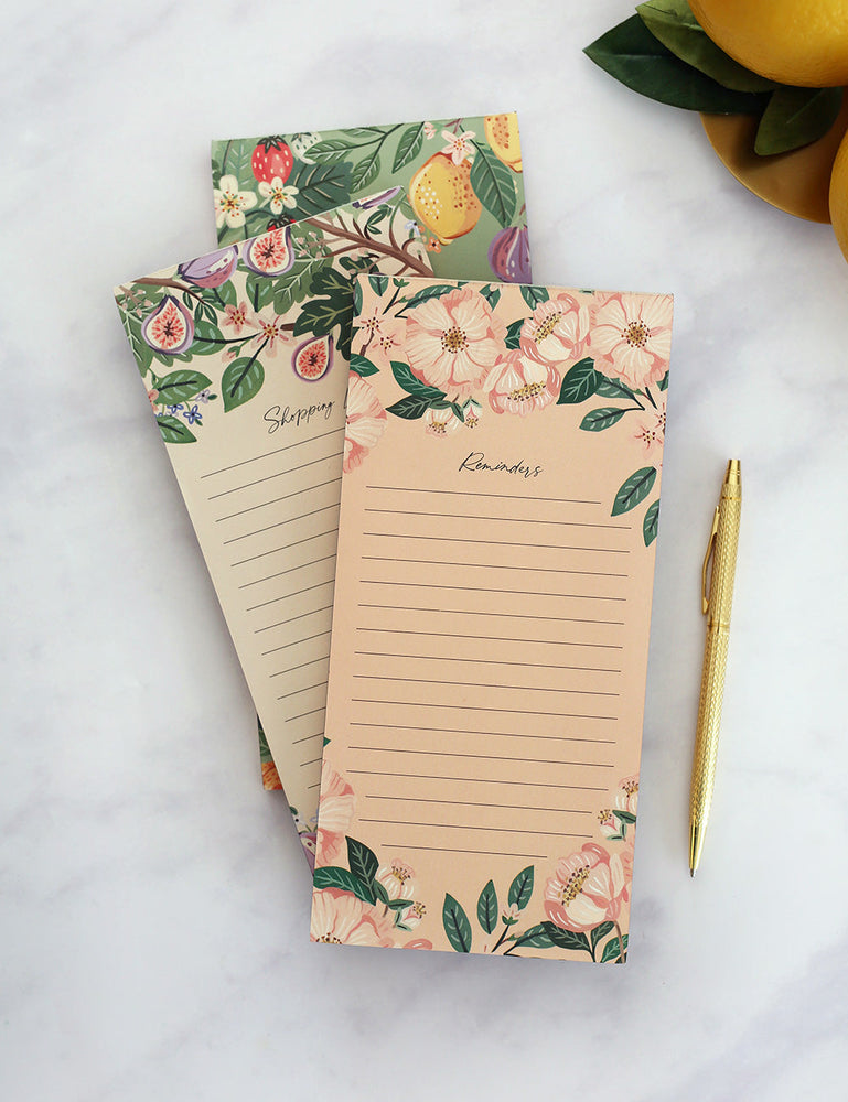 Camelias "Reminders" DL Notepad Notebooks Bespoke Letterpress 