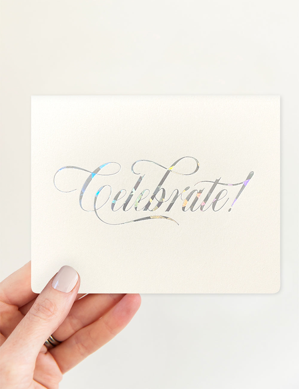 Celebrate Silver Holographic Greeting Card