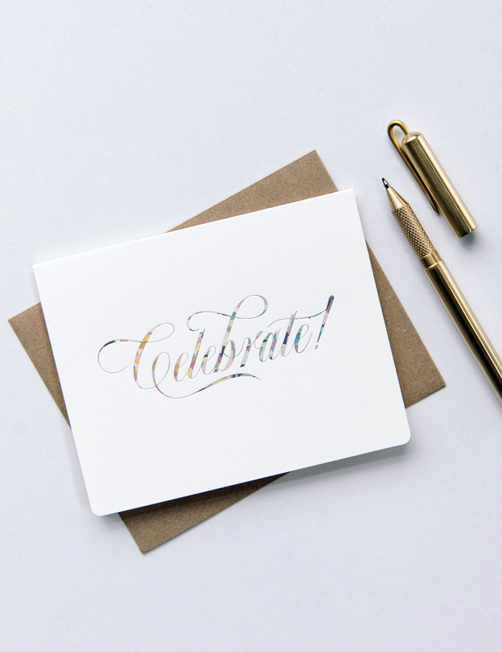 Celebrate Silver Holographic Greeting Card