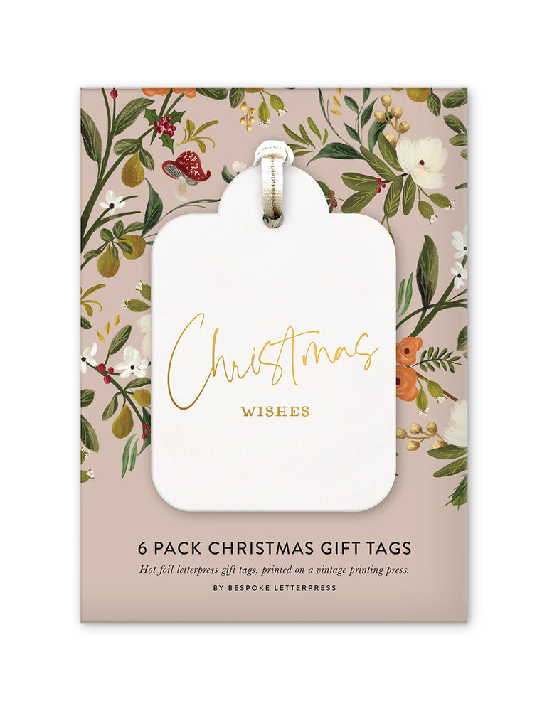 Christmas Gift Tags 6 pack "Christmas Wishes" Gift Tags Bespoke Letterpress 