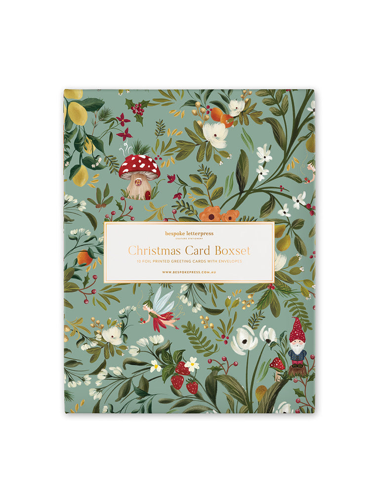 10 Pack Greeting Card Boxset - Mint Christmas Greeting Cards Boxset Bespoke Letterpress 