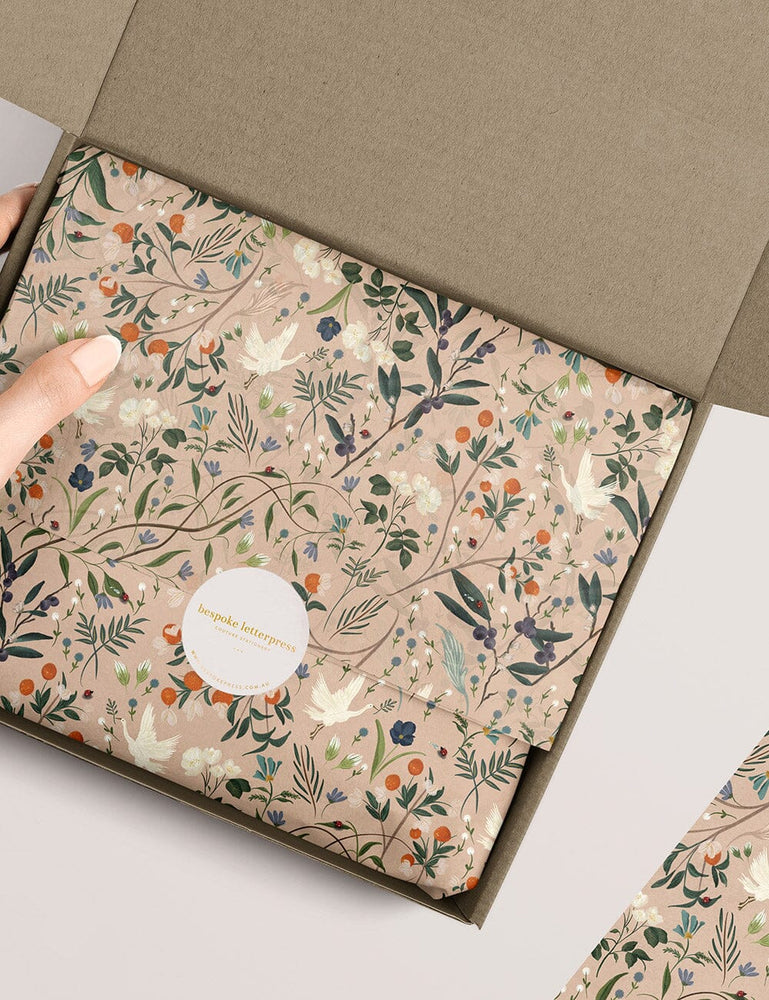 100pk Tissue Paper - Cranes Gift Wrap Bespoke Letterpress 