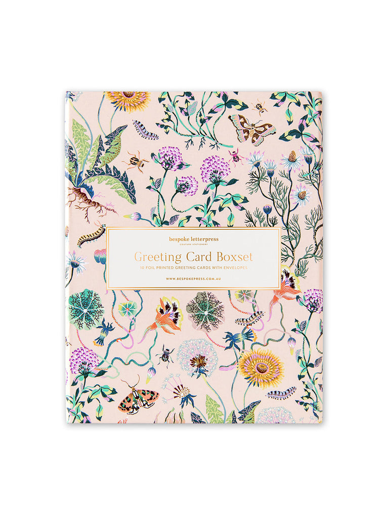 10 pack Greeting Card Boxset - Wondergarden Cream Greeting Cards Boxset Bespoke Letterpress 