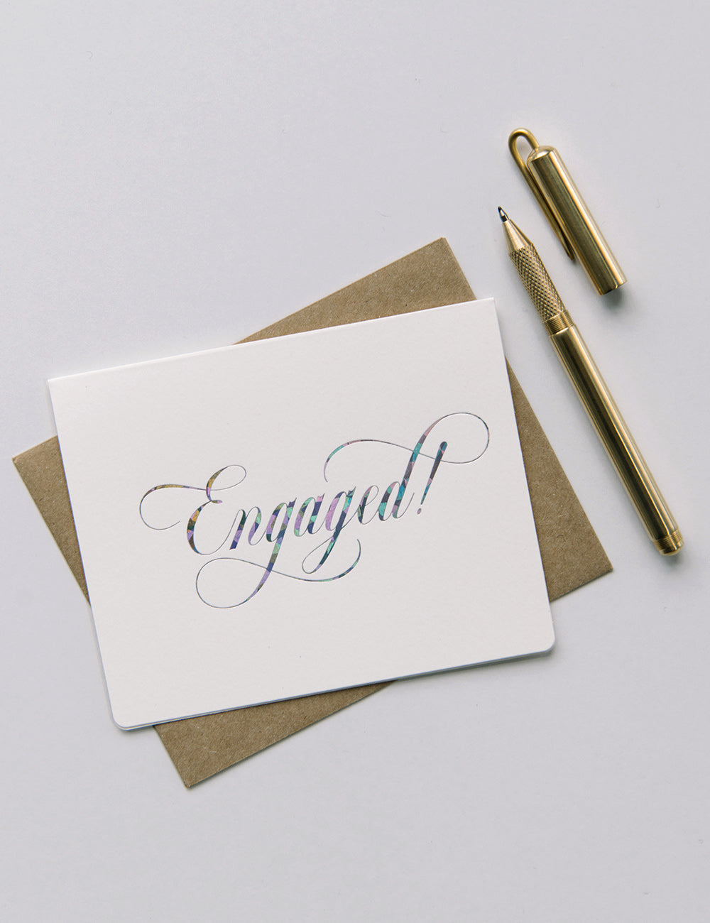 Engaged Silver Holographic Greeting Card