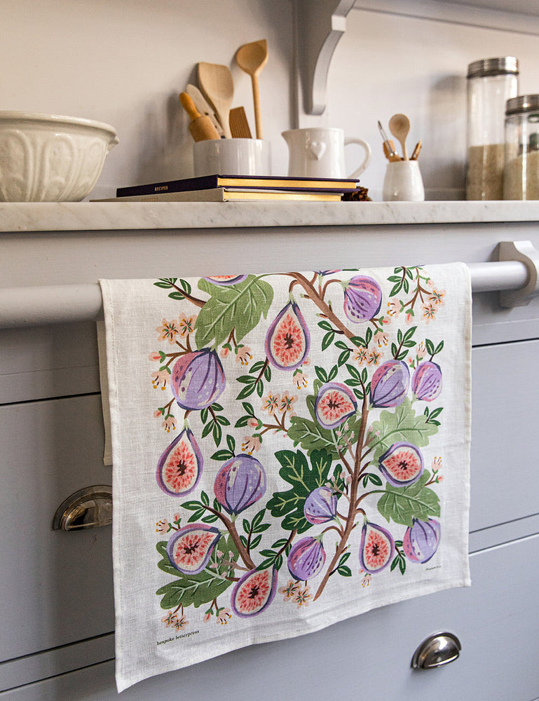 Figs 100% Linen Tea Towel Tea Towel Bespoke Letterpress 
