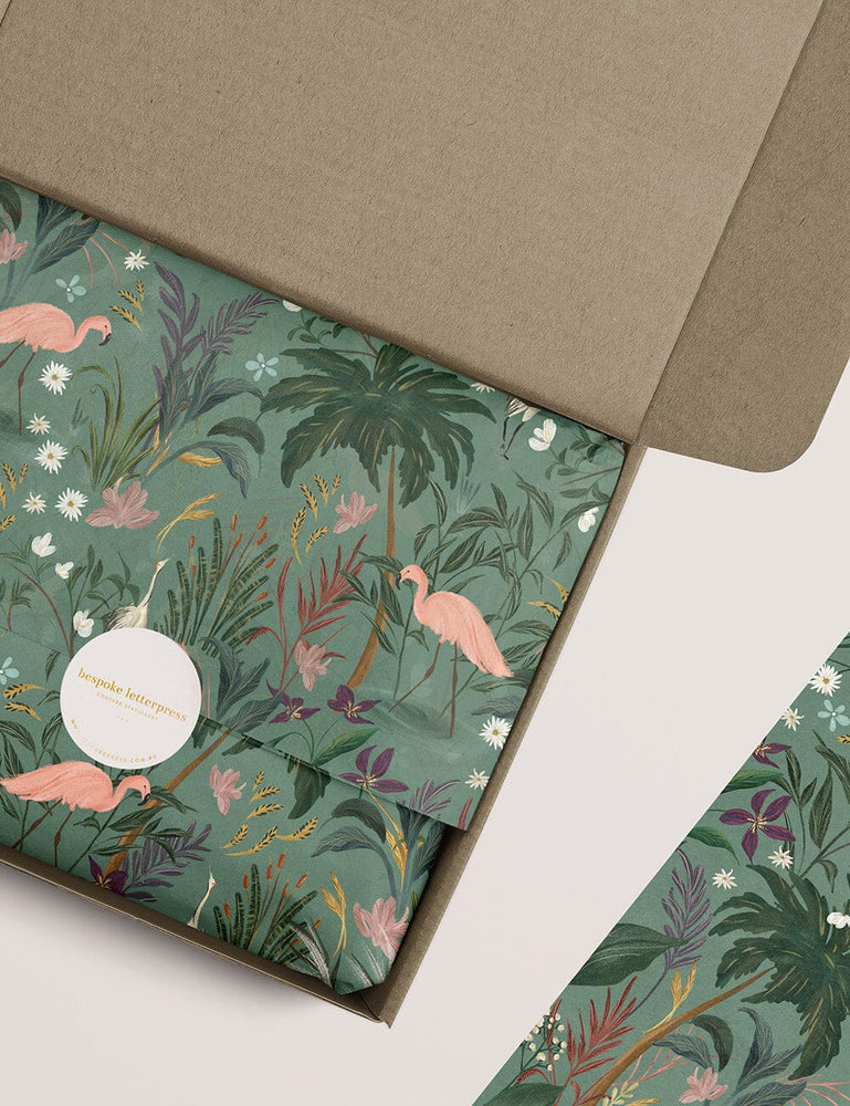 100pk Tissue Paper - Flamingos Gift Wrap Bespoke Letterpress 