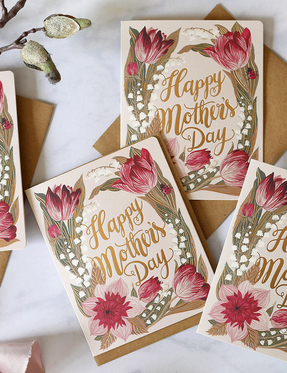 Folk Happy Mothers Day Greeting Card