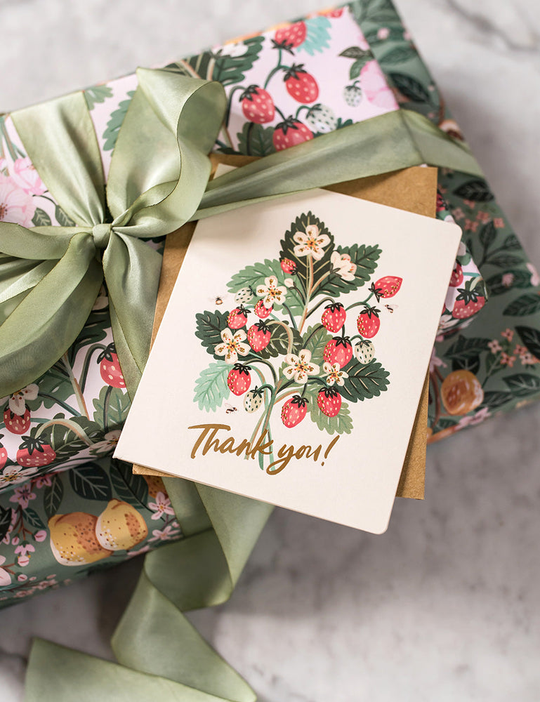 Thank You - Strawberries Greeting Cards Bespoke Letterpress 