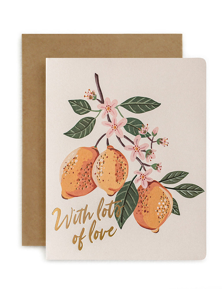 With Lots of Love - Lemons Greeting Cards Bespoke Letterpress 