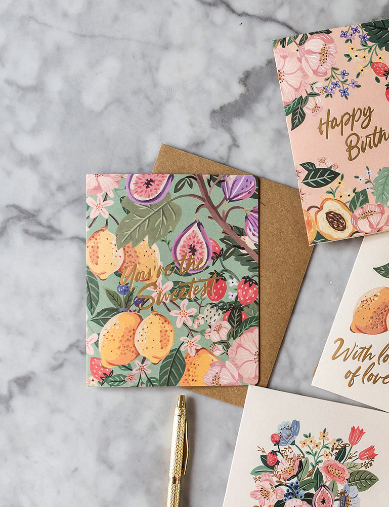 You're The Sweetest - Summer Fruits Greeting Cards Bespoke Letterpress 