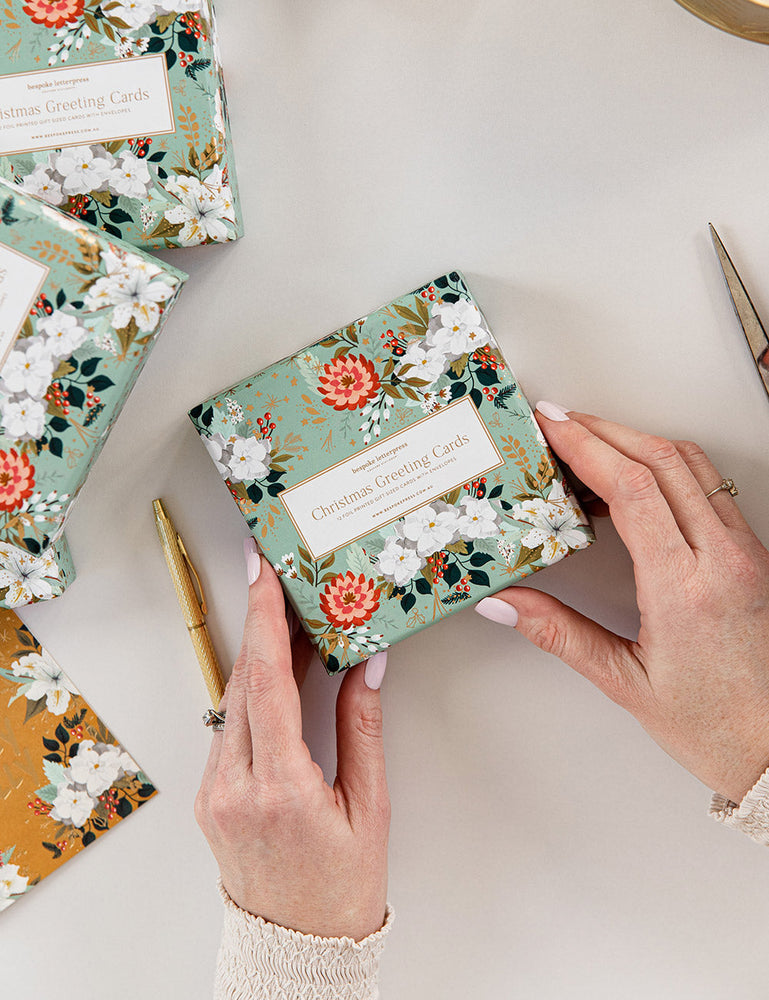 Floral Fields Gift Card Boxset (12 Cards) Bespoke Letterpress 