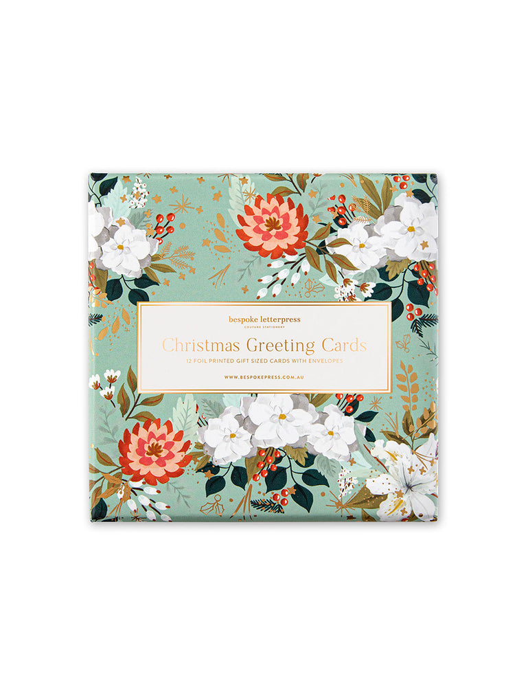 12 Pack Christmas Small Greeting Cards Boxset - Floral Fields