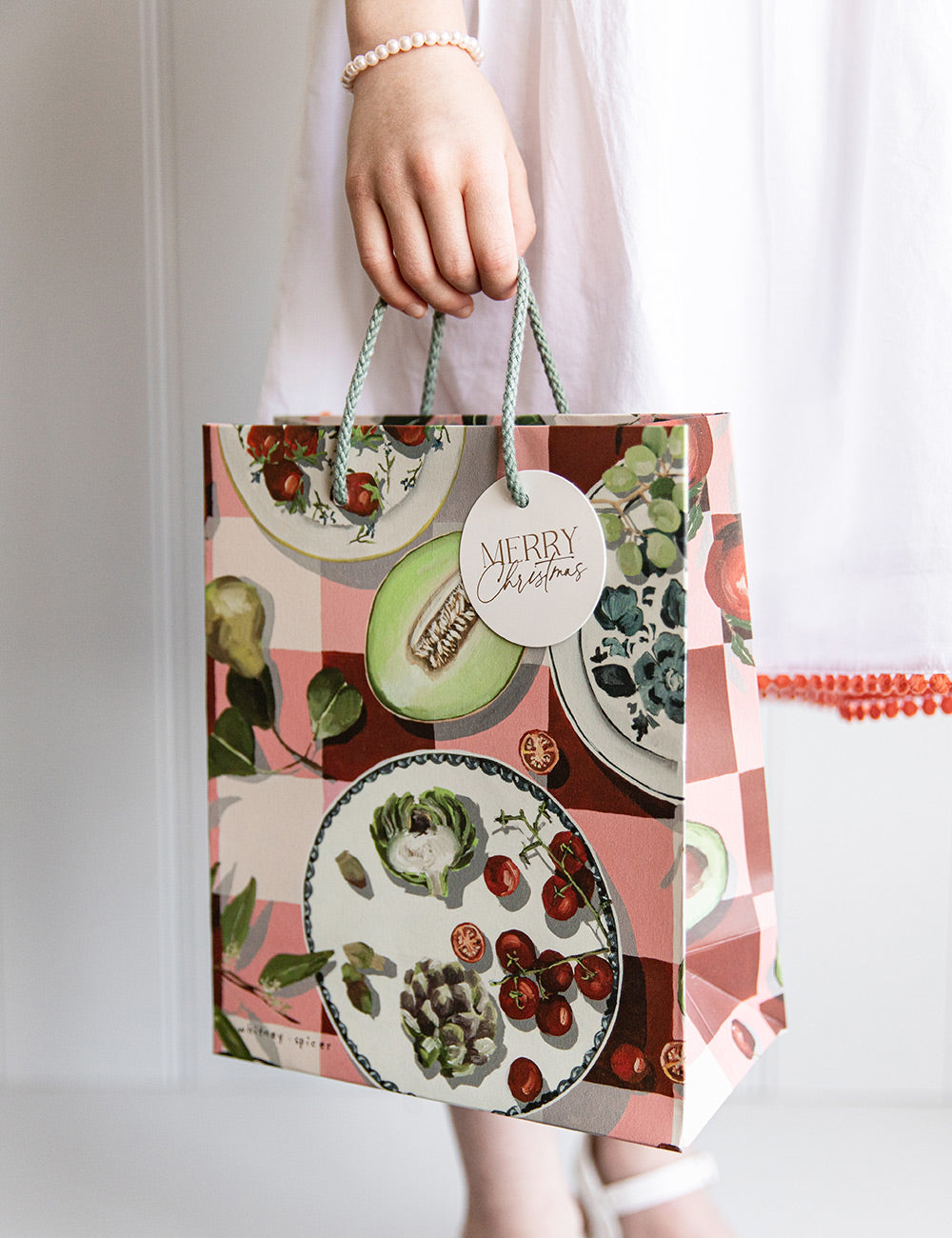 Red Gingham Medium Gift Bag Bespoke Letterpress 