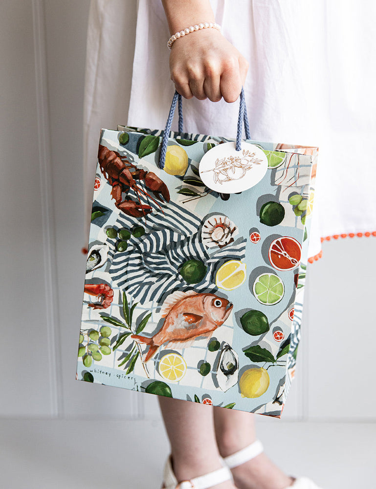 Fish and Citrus Medium Gift Bag Bespoke Letterpress 