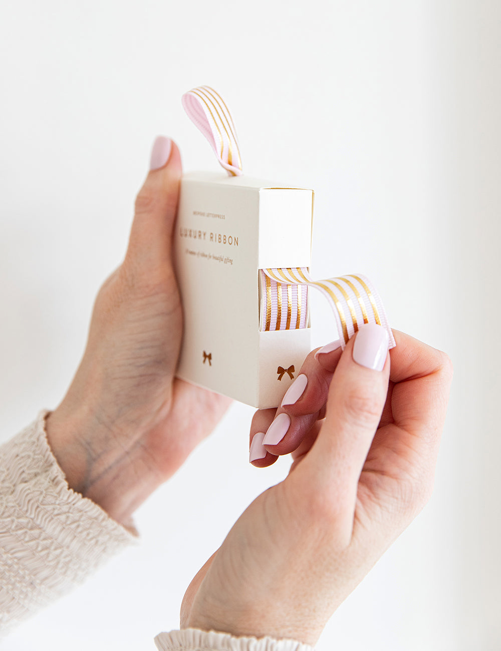 Blush Gold Foil Striped Ribbon - 10 metres Bespoke Letterpress 