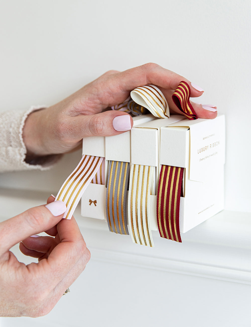 Blush Gold Foil Striped Ribbon - 10 metres