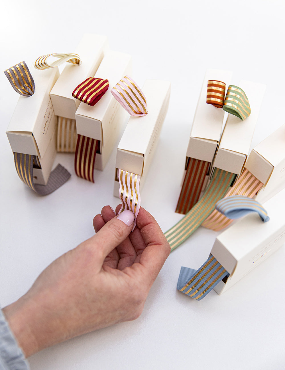 Blush Gold Foil Striped Ribbon - 10 metres