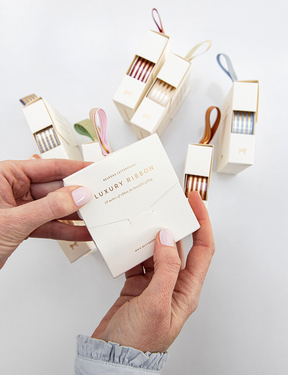 Blush Gold Foil Striped Ribbon - 10 metres