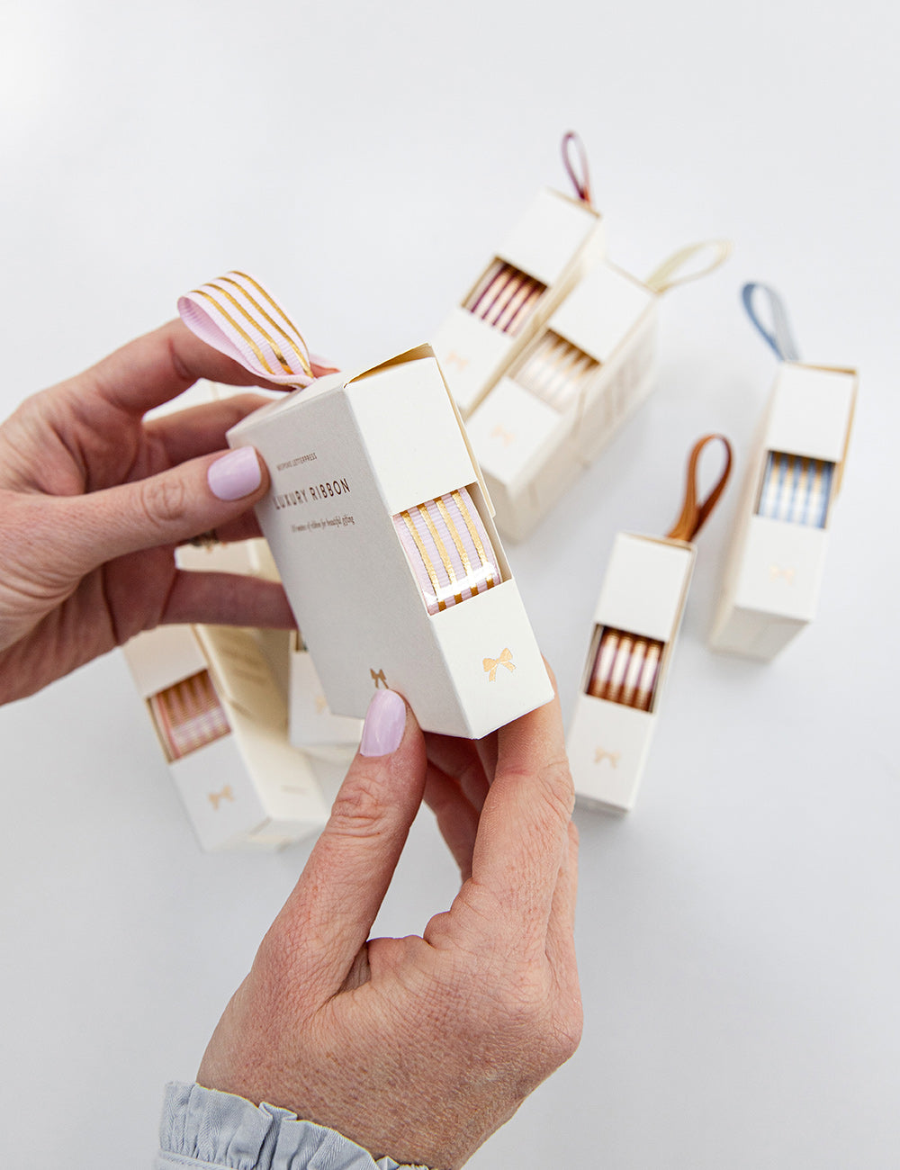 Blush Gold Foil Striped Ribbon - 10 metres