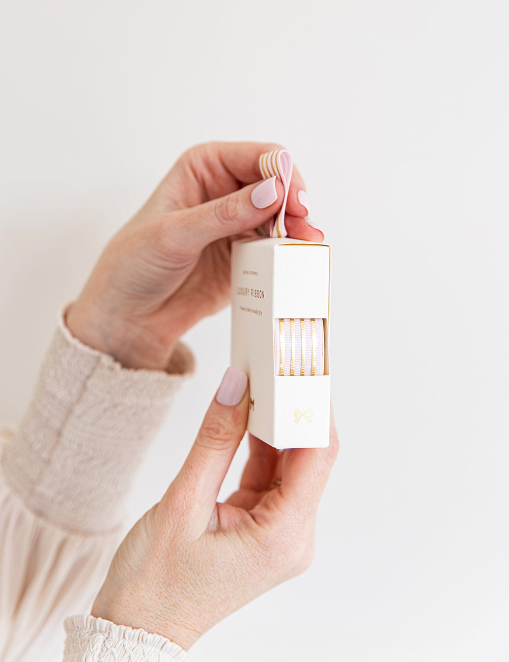 Blush Gold Foil Striped Ribbon - 10 metres