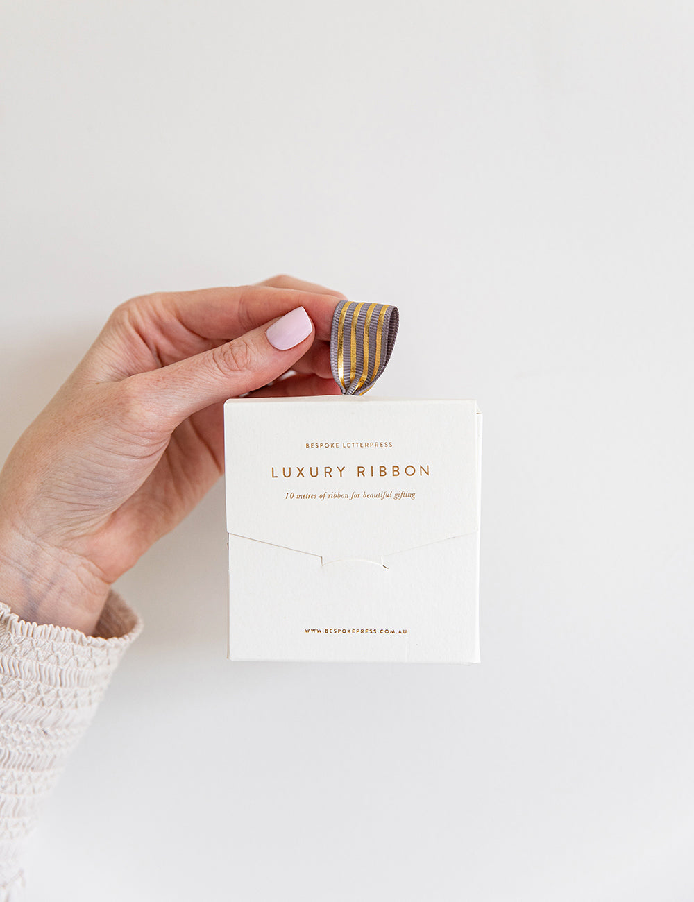 Smoke Gold Foil Striped Ribbon - 10 metres