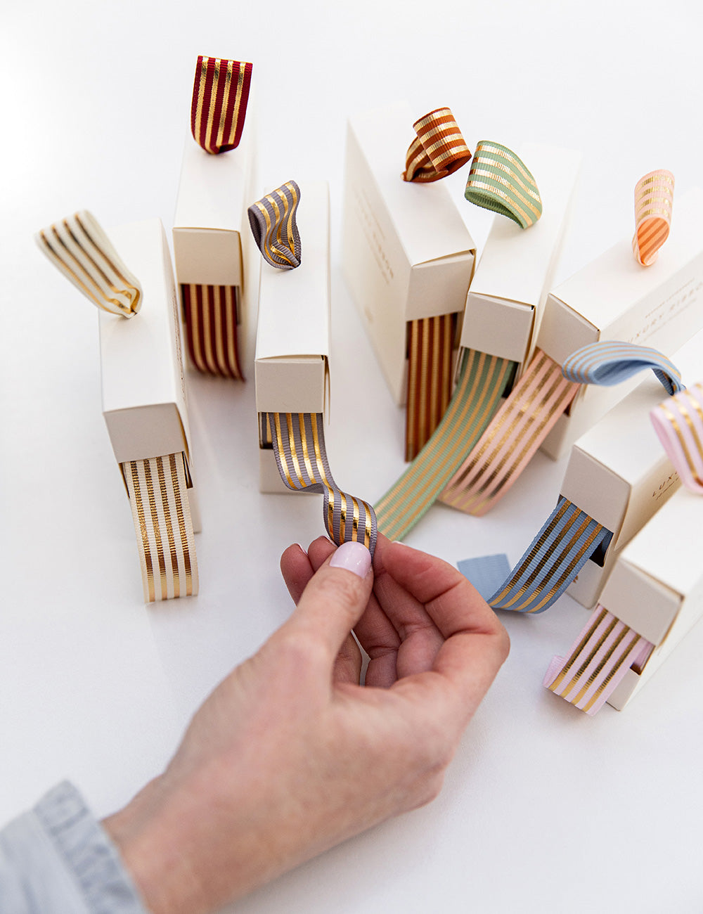 Smoke Gold Foil Striped Ribbon - 10 metres