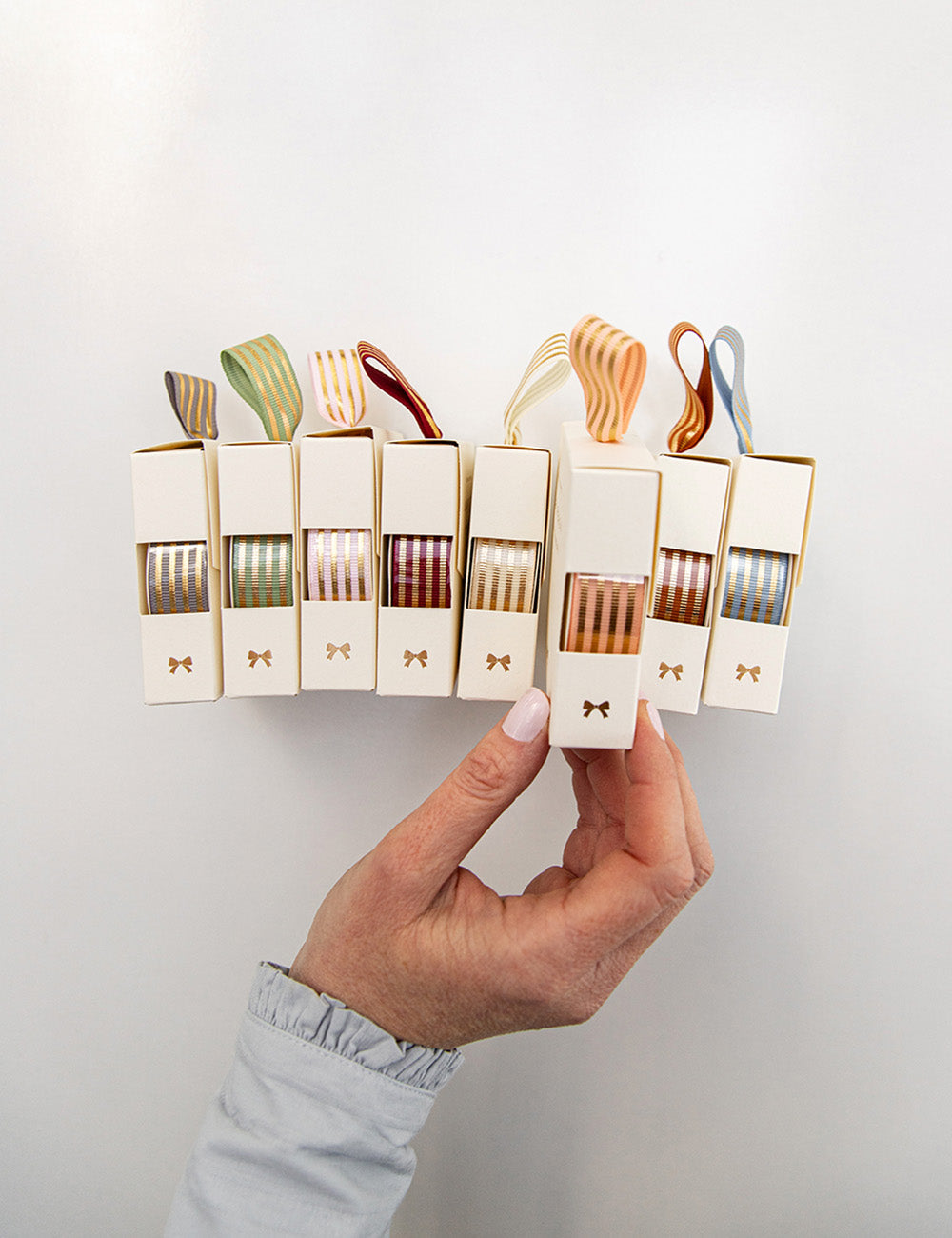 Peach Gold Foil Striped Ribbon - 10 metres