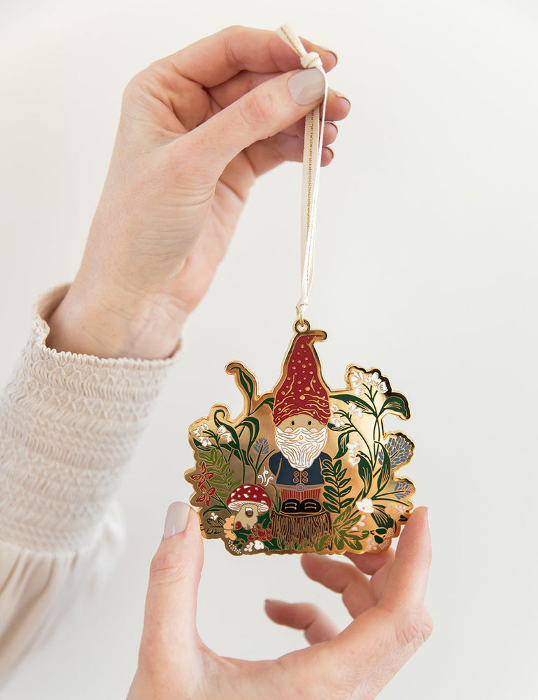 Fine Enamel Christmas Ornament - Gnome Christmas Ornaments Bespoke Letterpress 