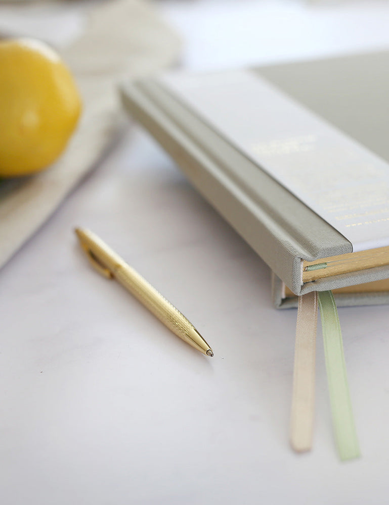Basket Weave Gold Ballpoint Pen Desktop Stationery Bespoke Letterpress 
