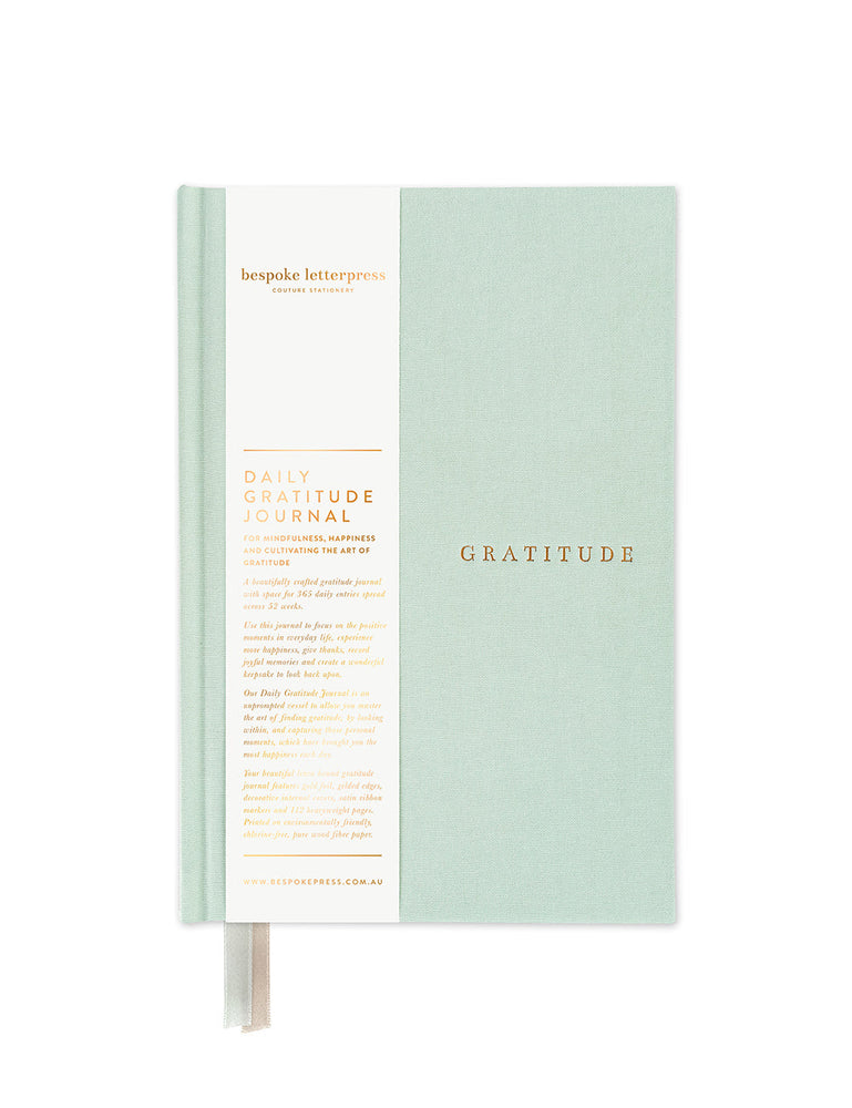 Gratitude Journal Sea Mist Journals Bespoke Letterpress 