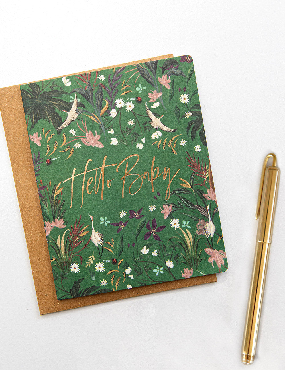 Hello Baby - Green Greeting Card