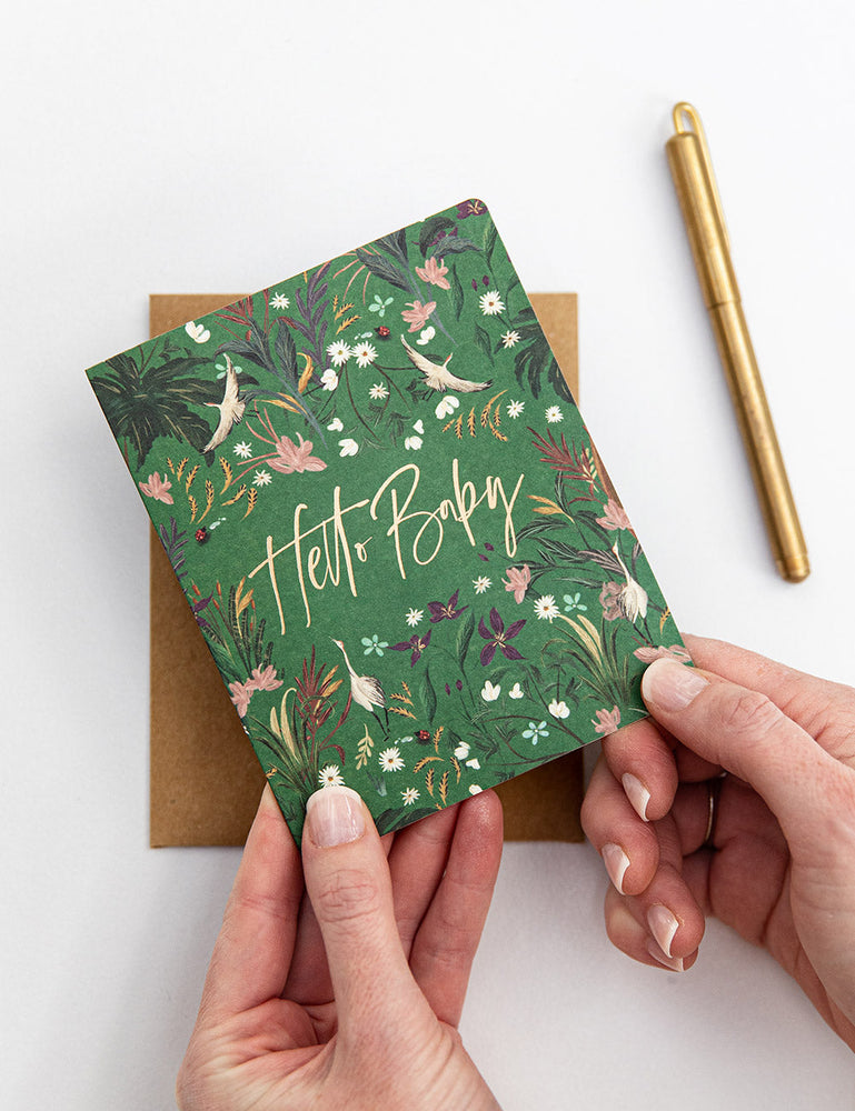 Hello Baby - Green Greeting Cards Bespoke Letterpress 