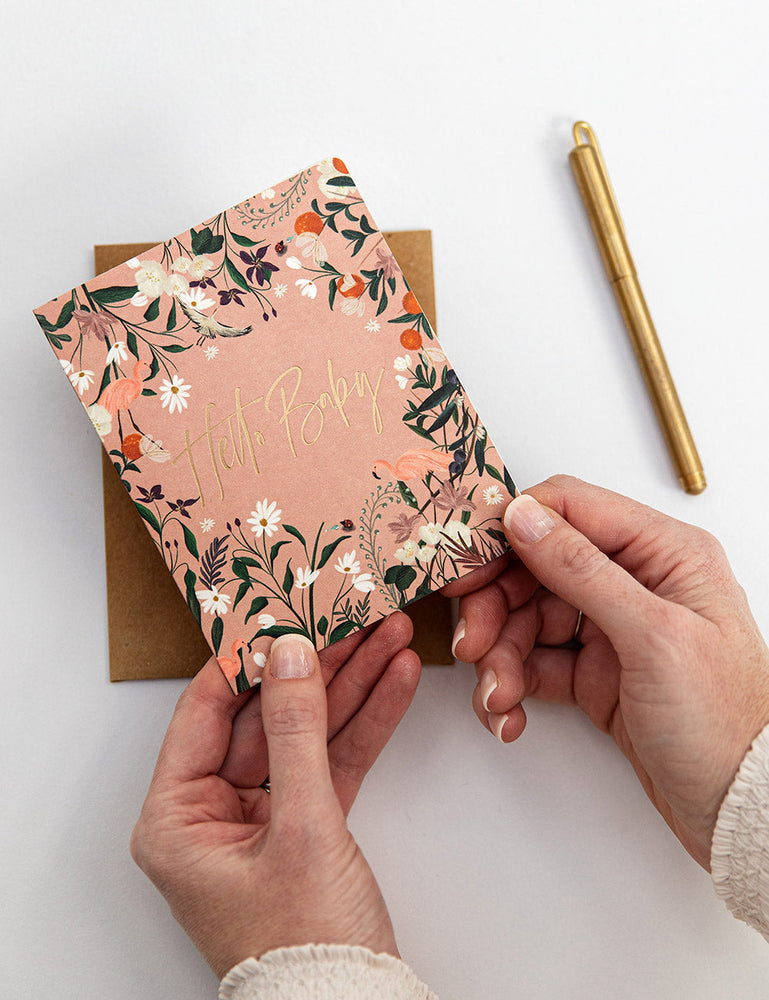 Hello Baby - Pink Greeting Cards Bespoke Letterpress 