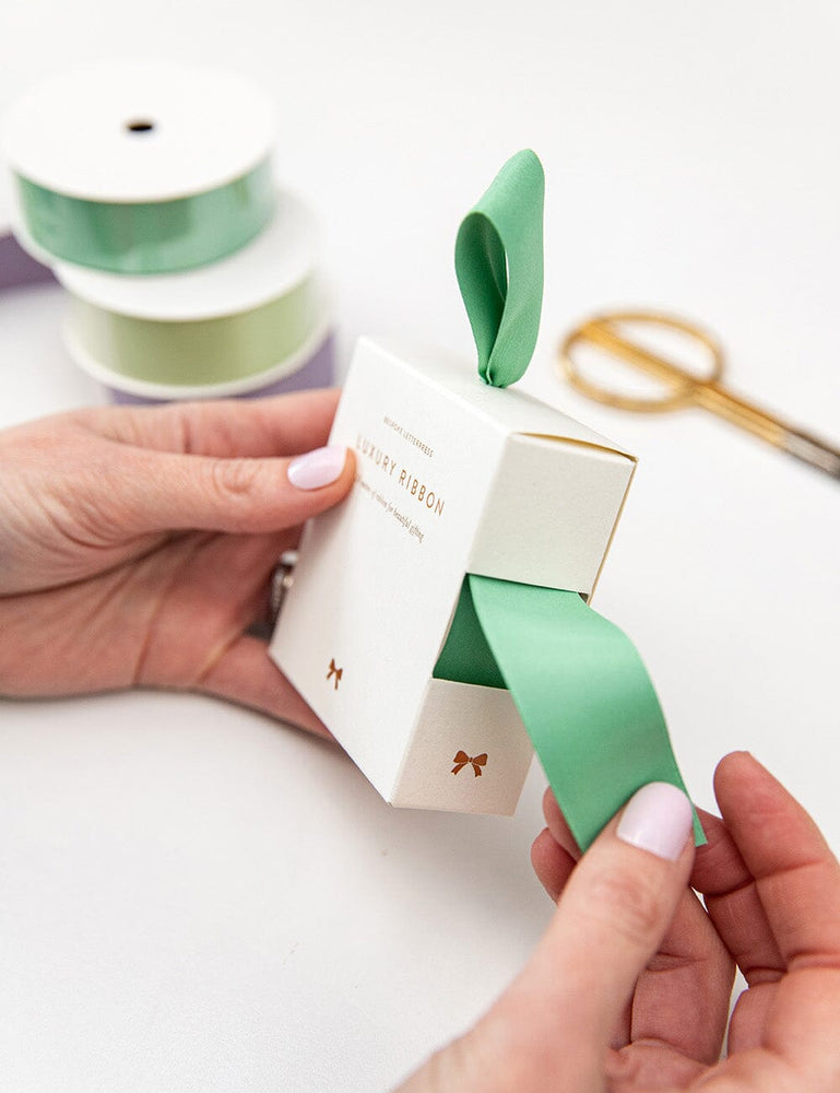 Mineral Green Luxury Satin Ribbon - 10 metres Satin Ribbon Bespoke Letterpress 