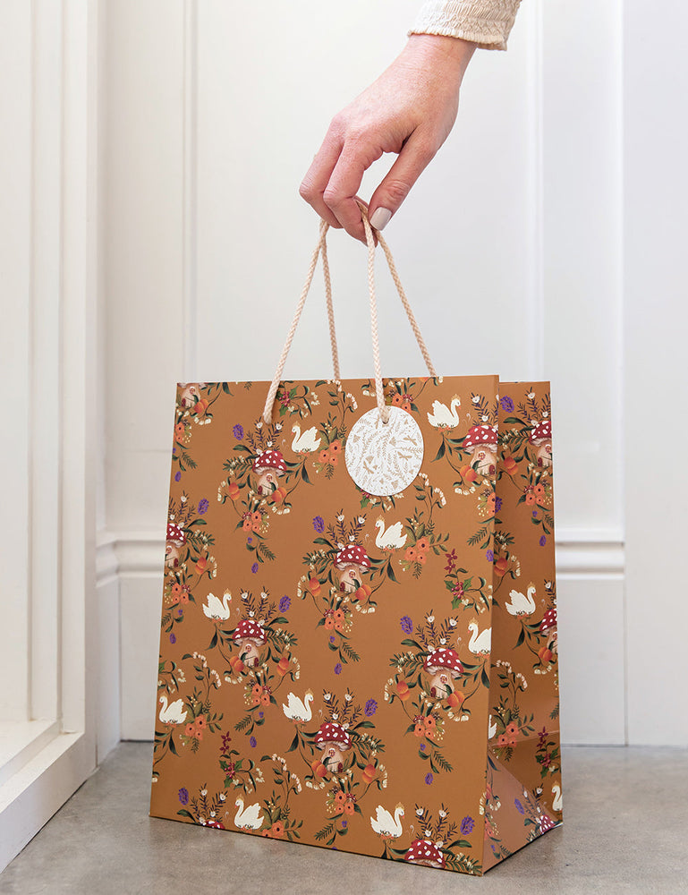 Large Gift Bag - Christmas Swan Queen Gift Bag Bespoke Letterpress 