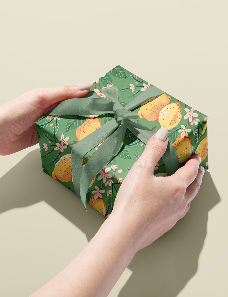 Lemons / Camellias 6pk Gift Wrap Bespoke Letterpress 