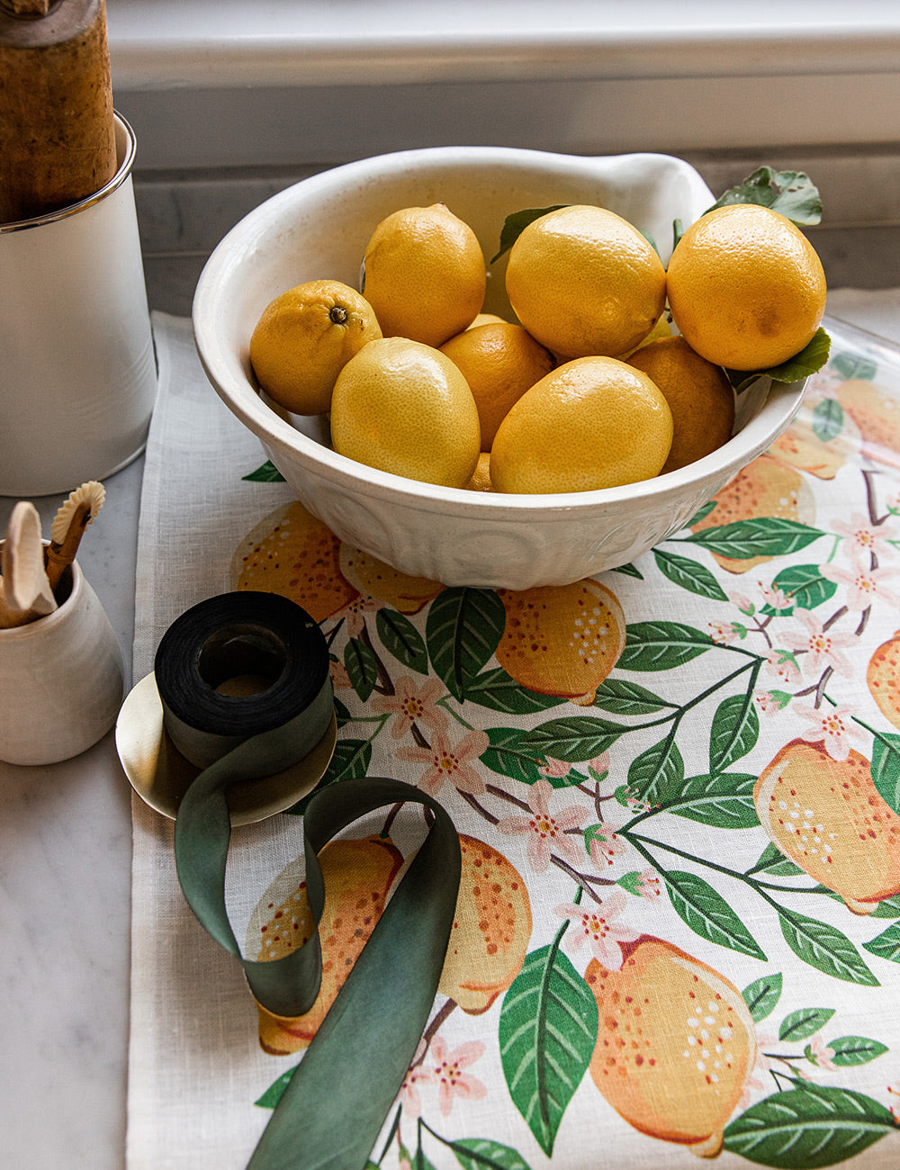Lemons 100% Linen Tea Towel