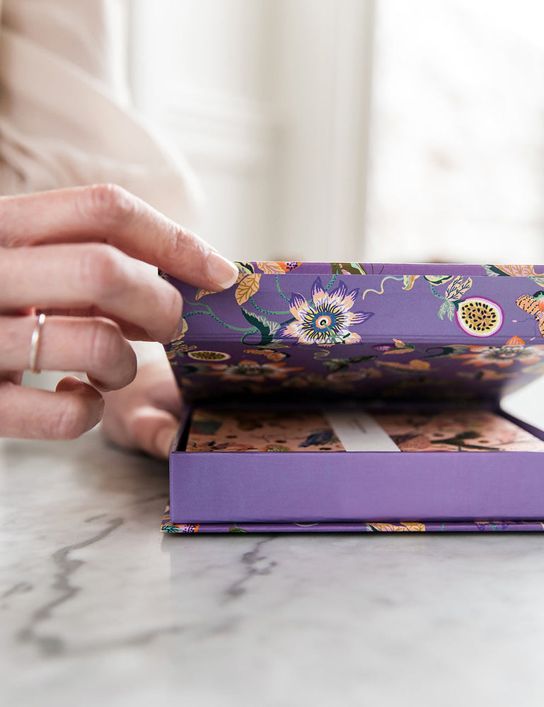 10 pack Greeting Card Boxset - Wondergarden Lilac Greeting Cards Boxset Bespoke Letterpress 